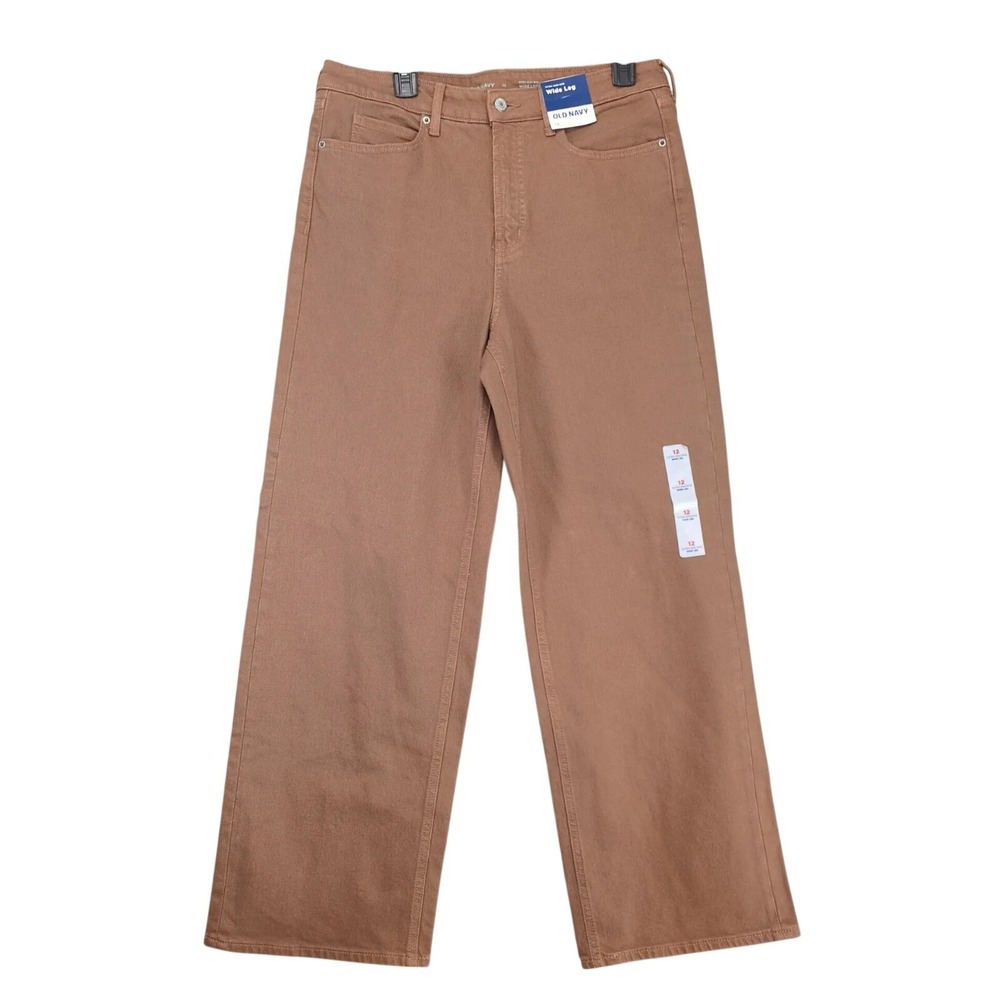 NWT Old Navy Brown Extra High Rise Wide Leg Jeans Womens 12 32x30" Secret Smooth